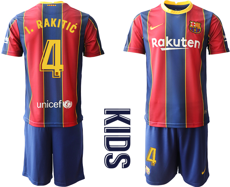 Youth 2020-2021 club Barcelona home #4 red Soccer Jerseys